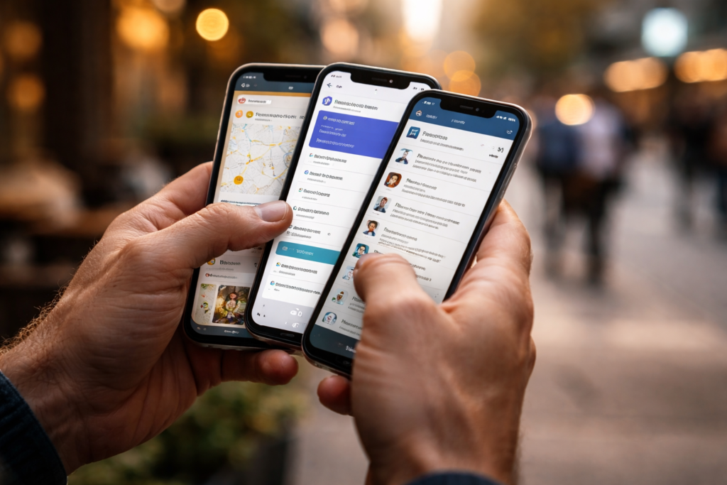 Person using a smartphone with multiple work apps, showing side hustles and digital income sources in the US
